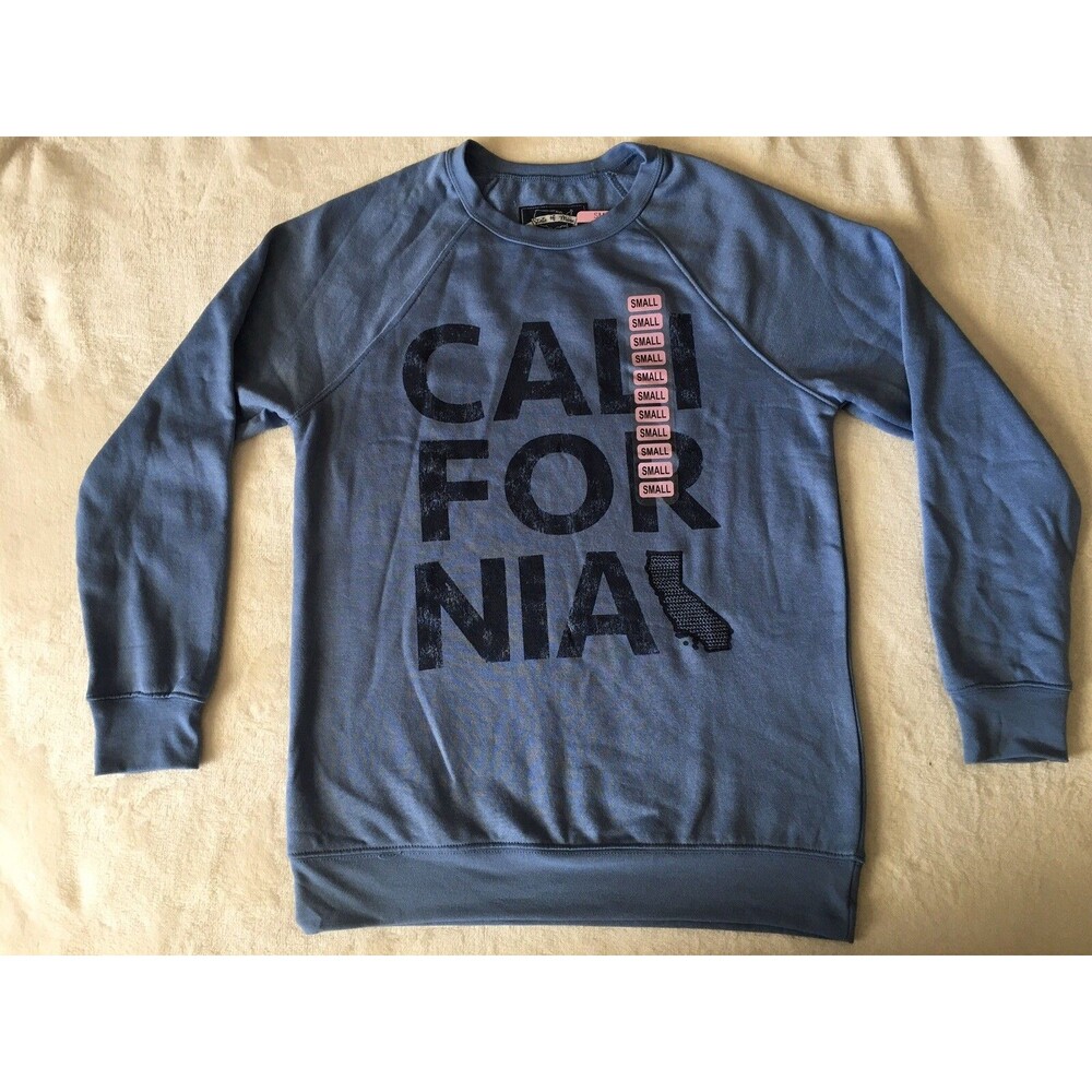 NWT State Of Mine Womens Blue Sweatshirt “CALIFORNIA” W/ Thumb Hole SZ S